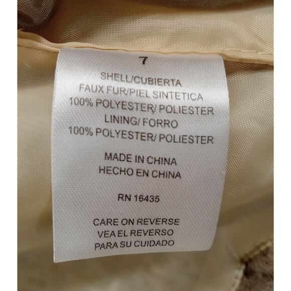 Tahari Girl Faux Fur Jacket Girls 7 Cropped Cheetah Print Lined Polyester - Picture 6 of 7